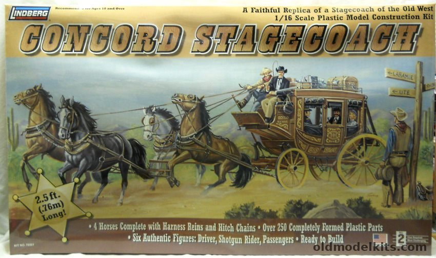 Lindberg Concord Old West Stagecoach 1/16 Scale Model Kit 